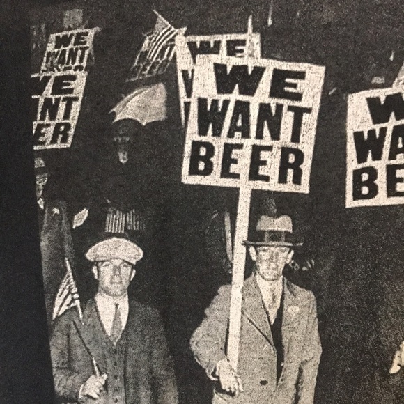 WE WANT BEER men’s prohibition T-shirt size medium black and grey Altrue apparel - Picture 6 of 8